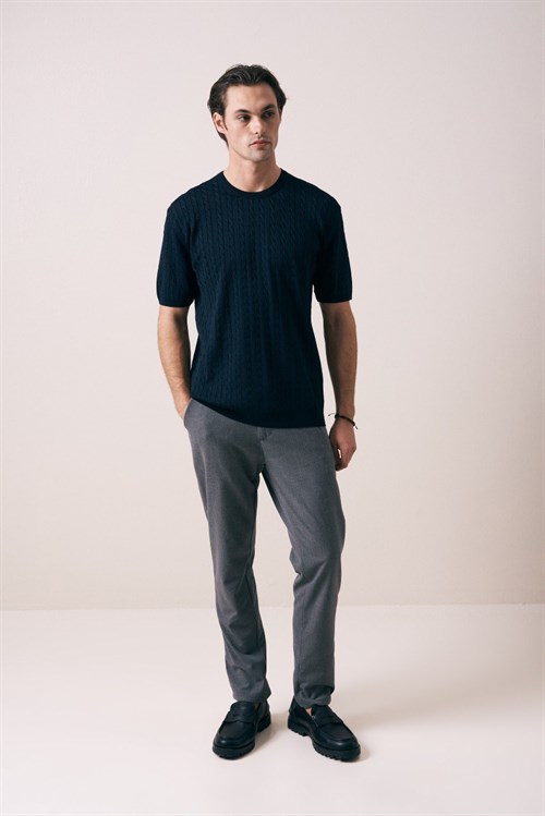 Wholesale Mens Navy Knit T-Shirt