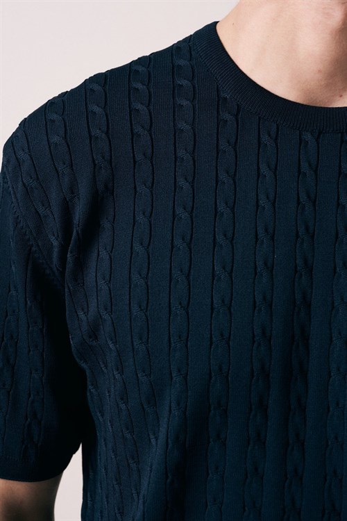 Wholesale Mens Navy Knit T-Shirt