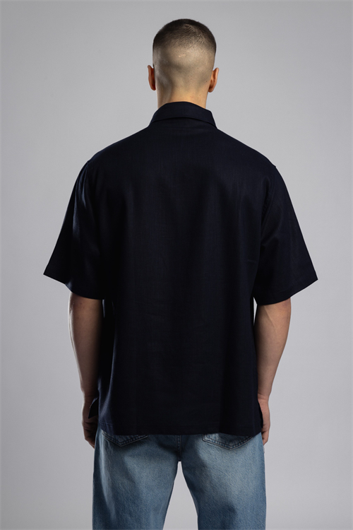 Wholesale Mens Navy Linen Shirt