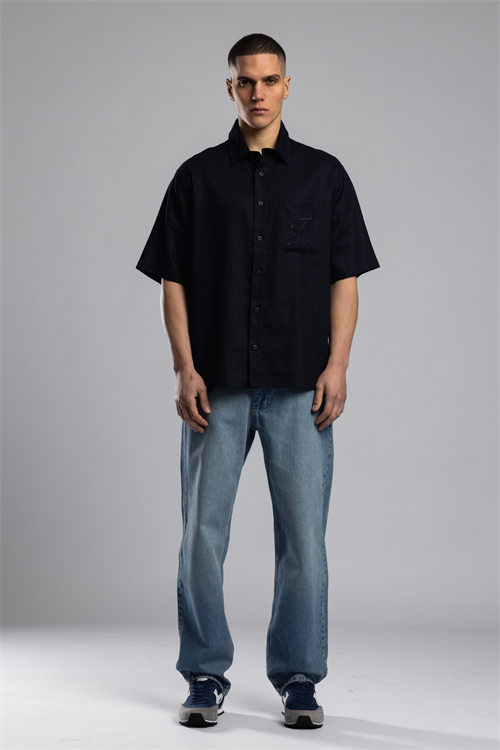 Wholesale Mens Navy Linen Shirt