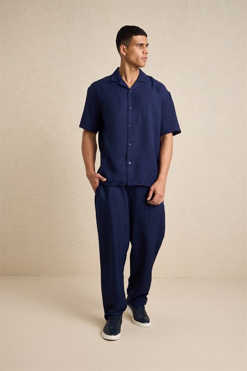 Wholesale Mens Navy Oversized Shirt and Pants Set