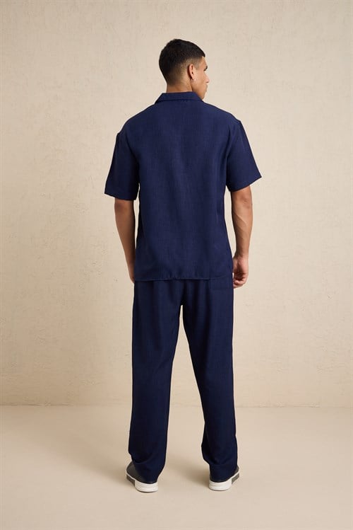 Wholesale Mens Navy Oversized Shirt and Pants Set