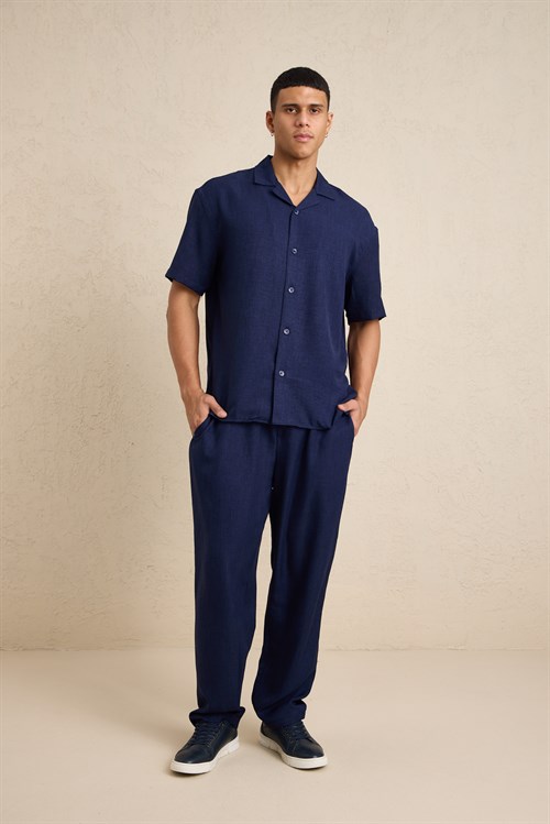 Wholesale Mens Navy Oversized Shirt and Pants Set