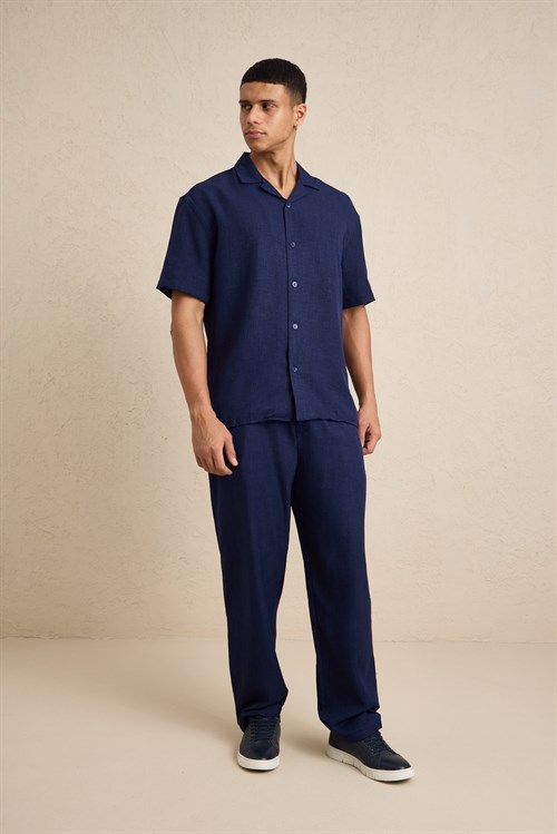 Wholesale Mens Navy Oversized Shirt and Pants Set