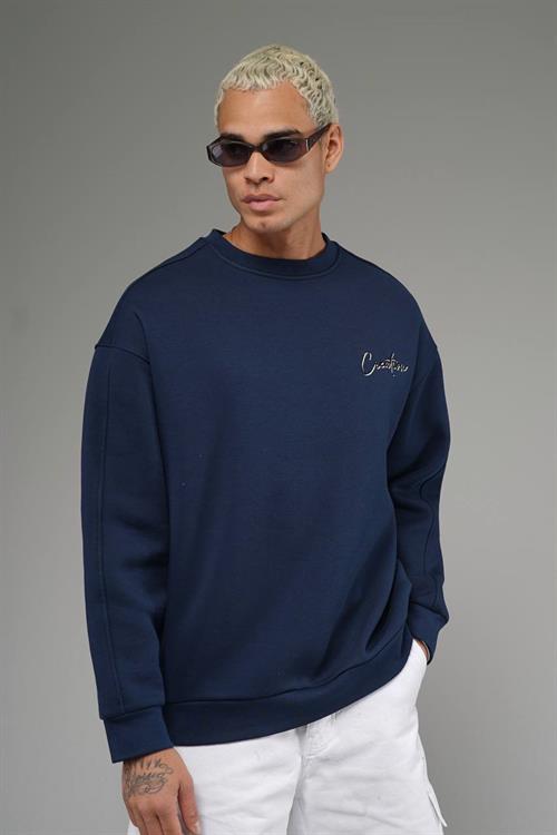 Wholesale Mens Navy Oversized Sweatshirt 
