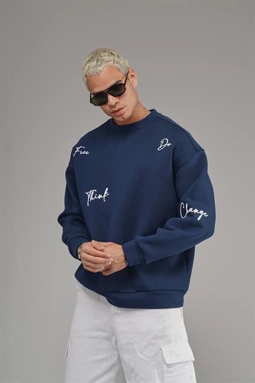 Wholesale Mens Navy Oversized Sweatshirt