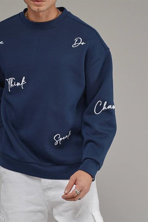 Wholesale Mens Navy Oversized Sweatshirt