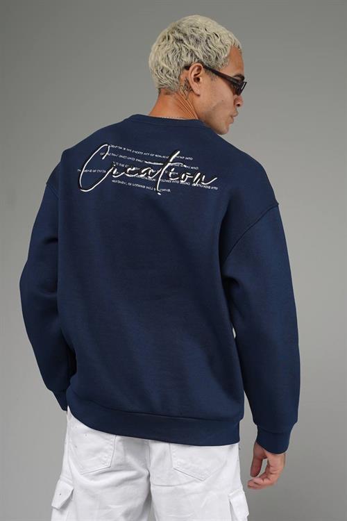 Wholesale Mens Navy Oversized Sweatshirt 