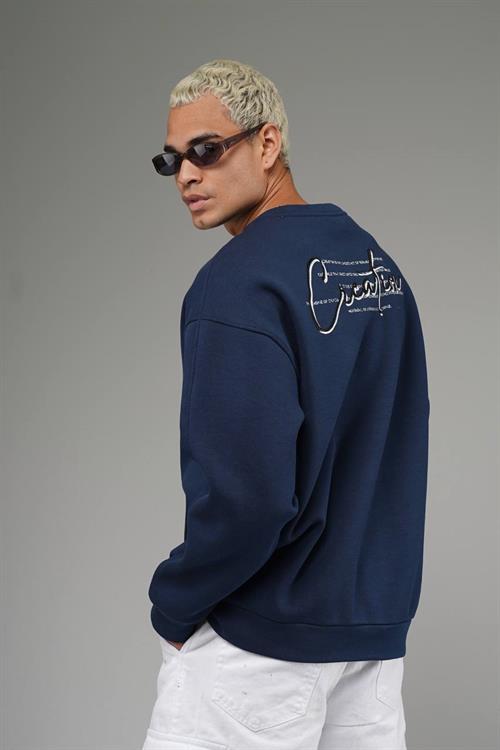 Wholesale Mens Navy Oversized Sweatshirt 
