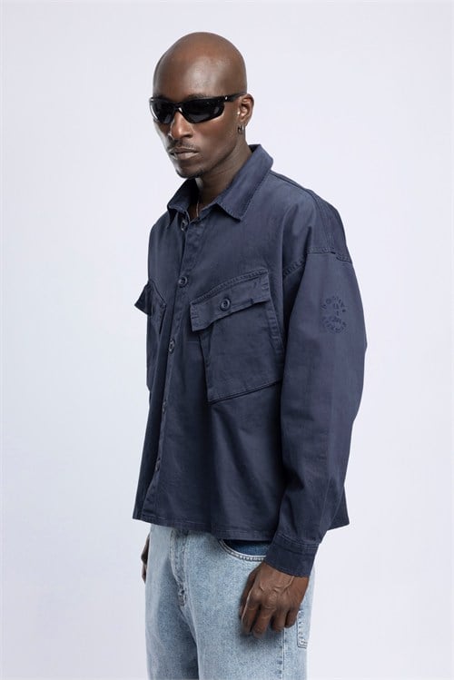 Wholesale Mens Navy Printed Shirt 