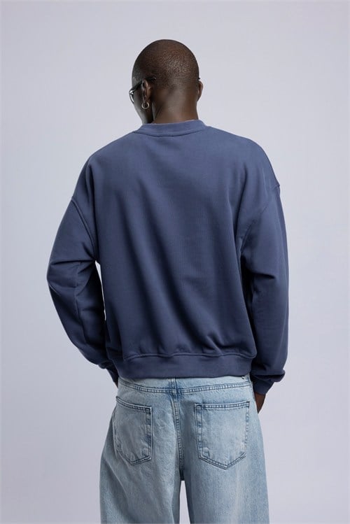 Wholesale Mens Navy Printed Sweatshirt 