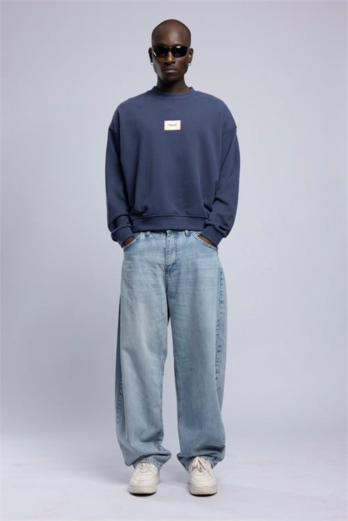 Wholesale Mens Navy Printed Sweatshirt 