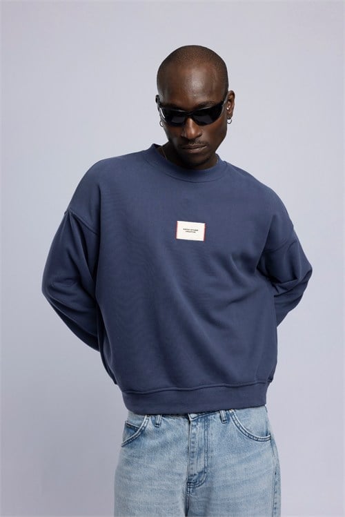 Wholesale Mens Navy Printed Sweatshirt 