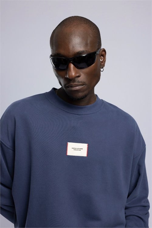 Wholesale Mens Navy Printed Sweatshirt 