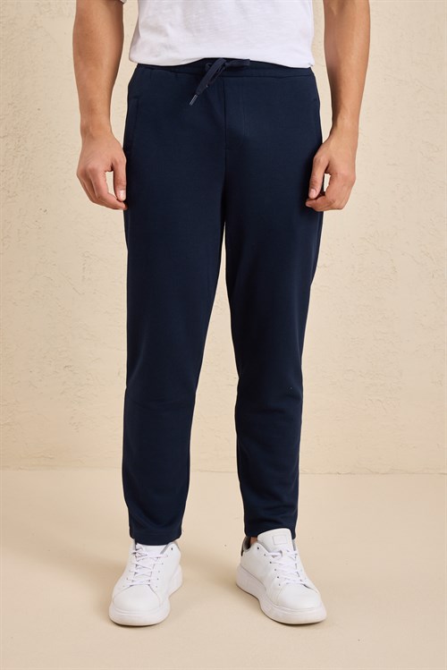 Wholesale Mens Navy Regular Fit Pique Fabric Sweatpants