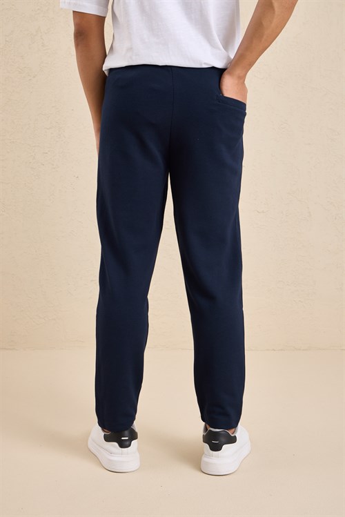 Wholesale Mens Navy Regular Fit Pique Fabric Sweatpants