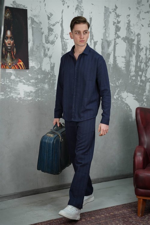 Wholesale Mens Navy Shirt And Pants Set