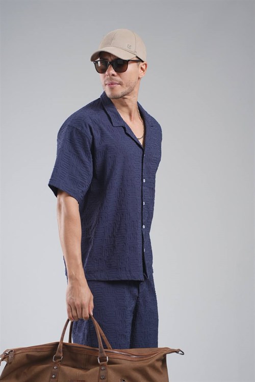 Wholesale Mens Navy Shirt and Shorts Set