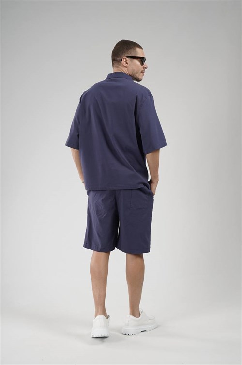 Wholesale Mens Navy Shirt and Shorts Set