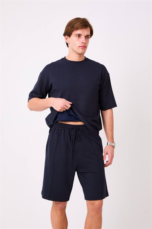 Wholesale Mens Navy T-Shirt And Short Set