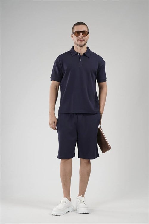 Wholesale Mens Navy T-Shirt and Shorts Set