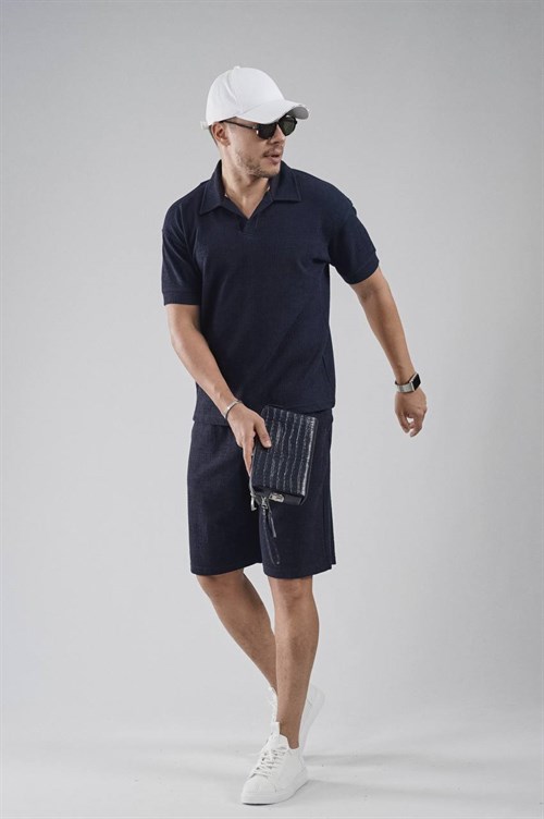 Wholesale Mens Navy T-Shirt and Shorts Set