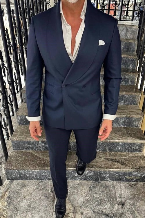 Wholesale Men's Navy Two-Piece Suit 1702W26-0523