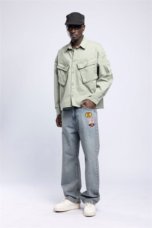 Wholesale Mens Olive Printed Shirt 