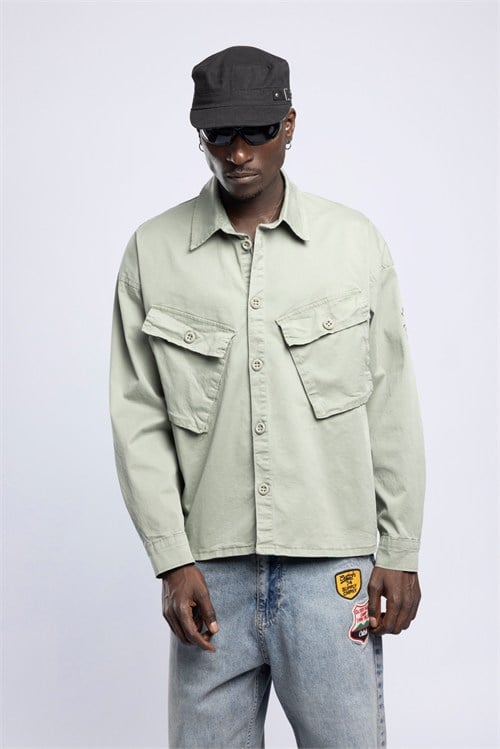 Wholesale Mens Olive Printed Shirt 