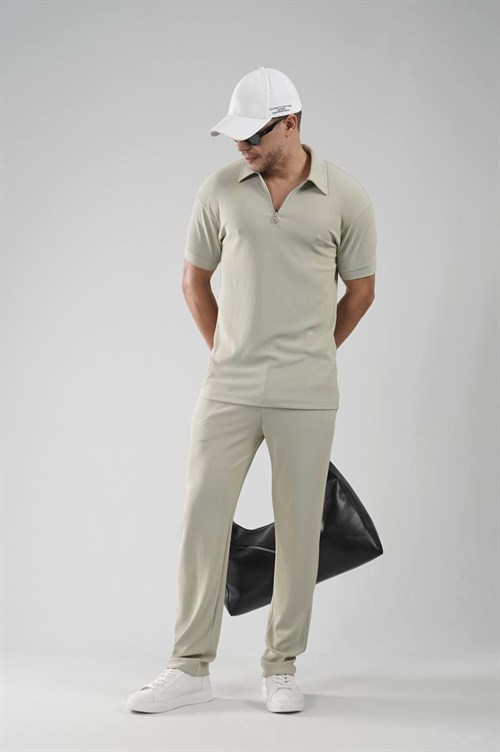 Wholesale Mens Olive T-Shirt and Pants Set