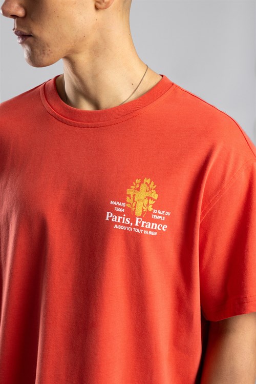 Wholesale Mens Orange Printed T-shirt