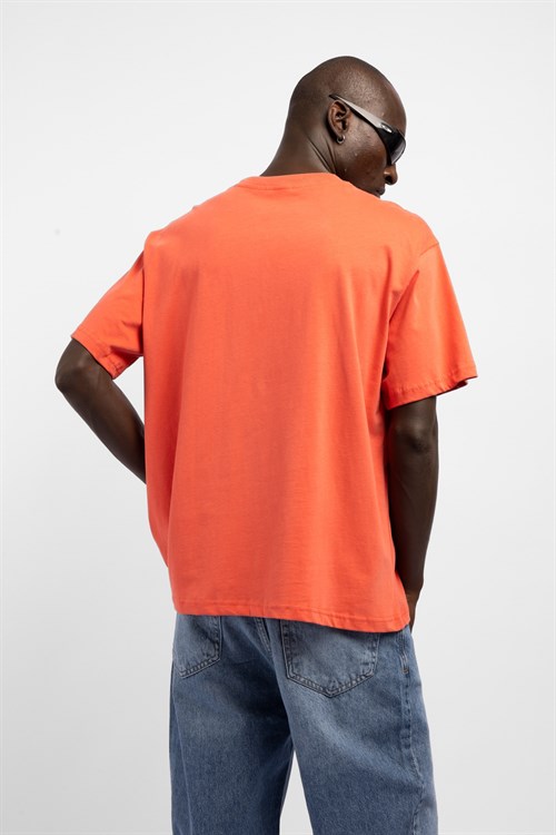 Wholesale Mens Orange Printed T-shirt