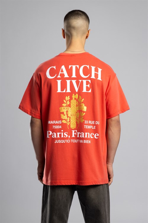 Wholesale Mens Orange Printed T-shirt