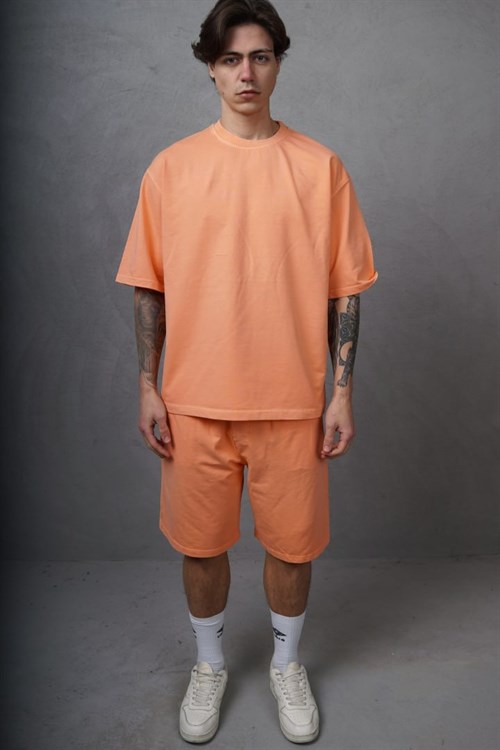 Wholesale Mens Orange T-Shirt and Shorts Set
