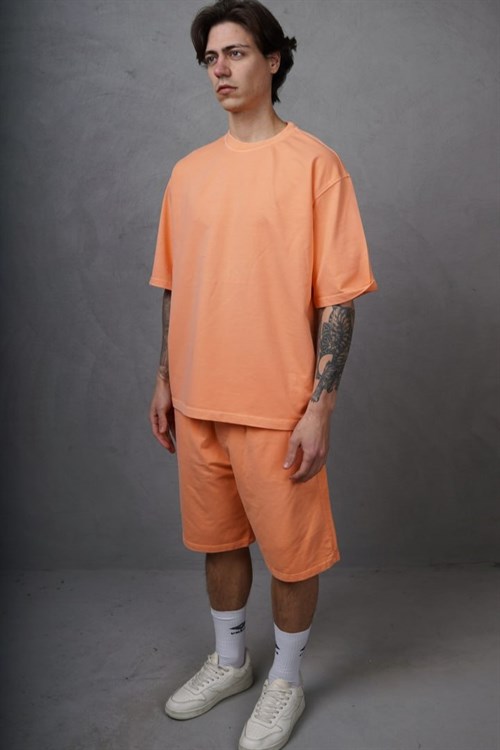 Wholesale Mens Orange T-Shirt and Shorts Set
