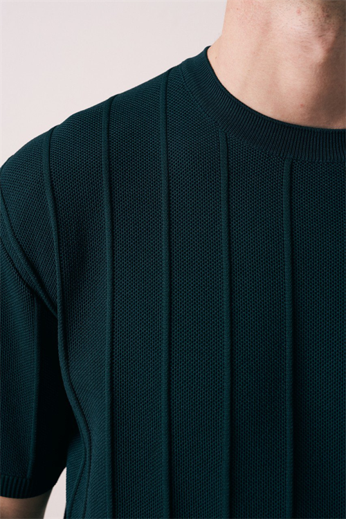 Wholesale Mens Petrol Knit Crew-Neck T-Shirt