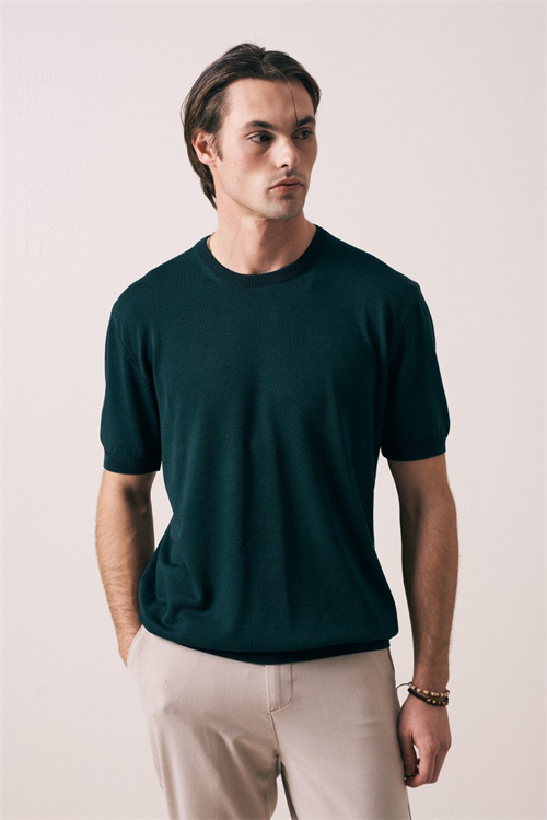 Wholesale Mens Petrol Knit Crew-Neck T-Shirt
