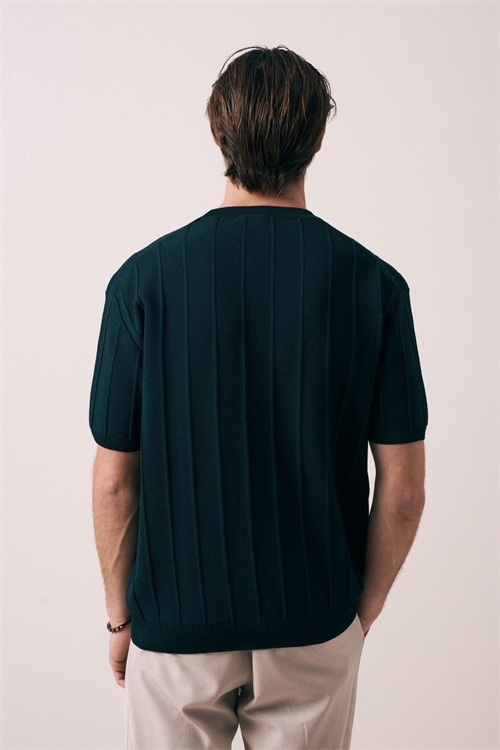 Wholesale Mens Petrol Knit Crew-Neck T-Shirt