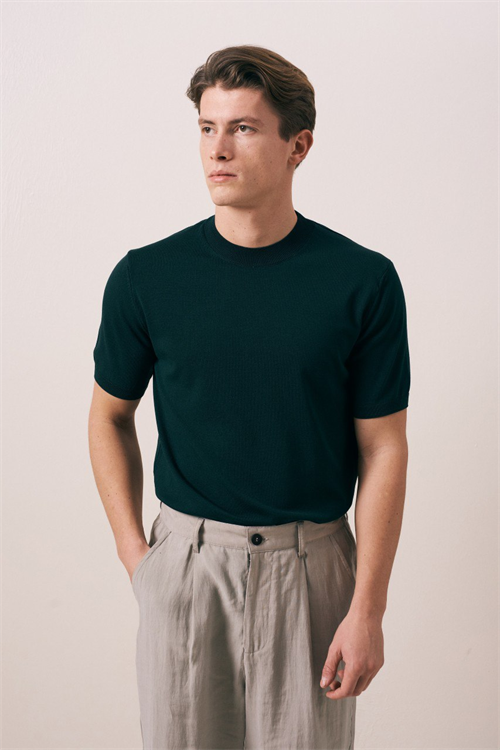 Wholesale Mens Petrol Knit Crew-Neck T-Shirt