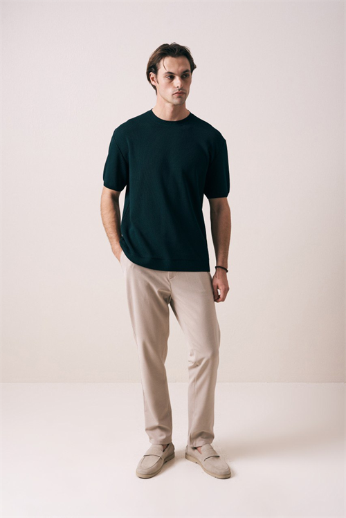 Wholesale Mens Petrol Knit Crew-Neck T-Shirt