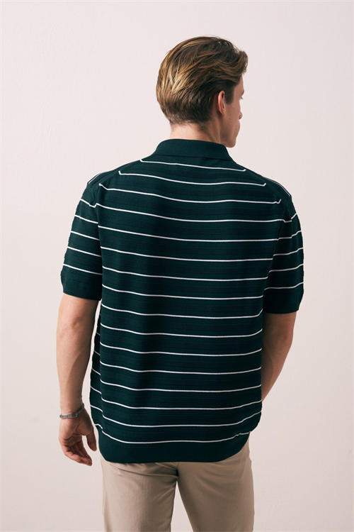 Wholesale Mens Petrol Knit Polo Shirt