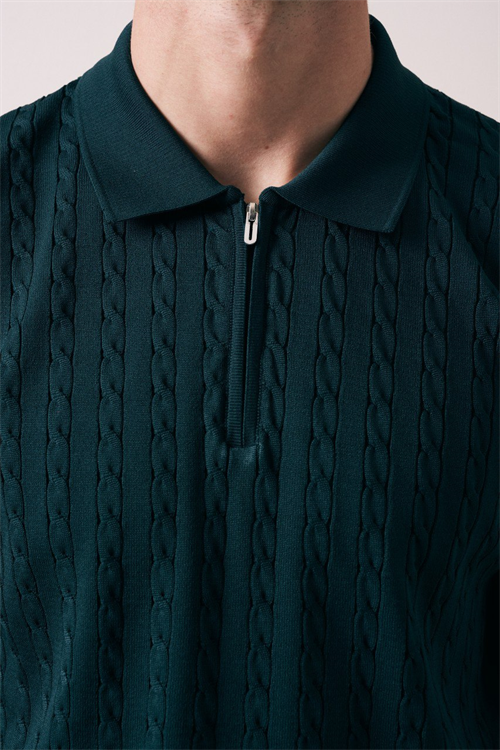 Wholesale Mens Petrol Knit Polo Shirt