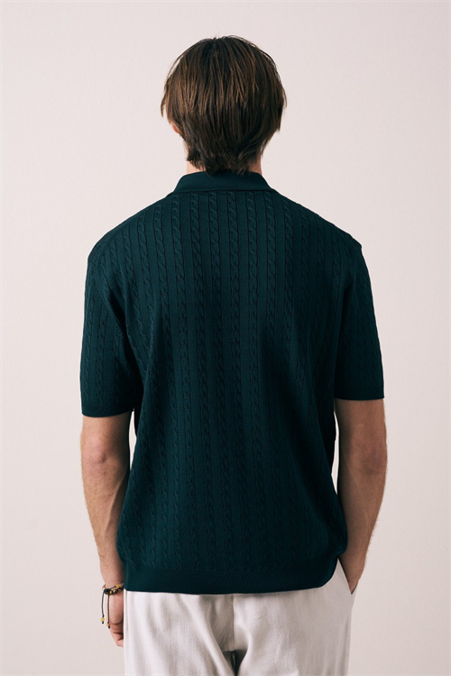 Wholesale Mens Petrol Knit Polo Shirt