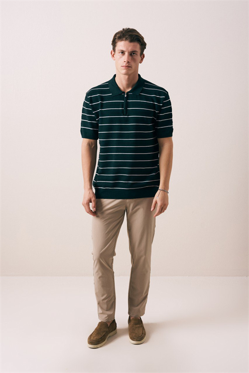 Wholesale Mens Petrol Knit Polo Shirt