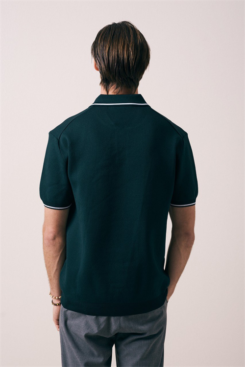 Wholesale Mens Petrol Knit Polo Shirt