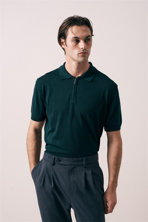 Wholesale Mens Petrol Knit Polo Shirt