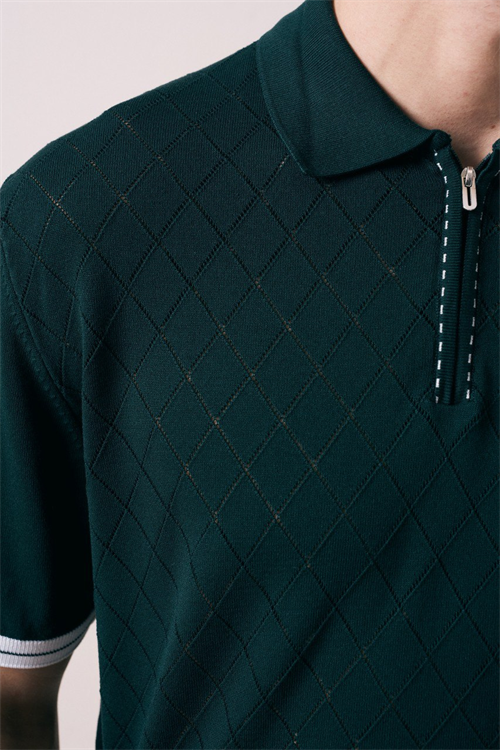 Wholesale Mens Petrol Knit Polo Shirt