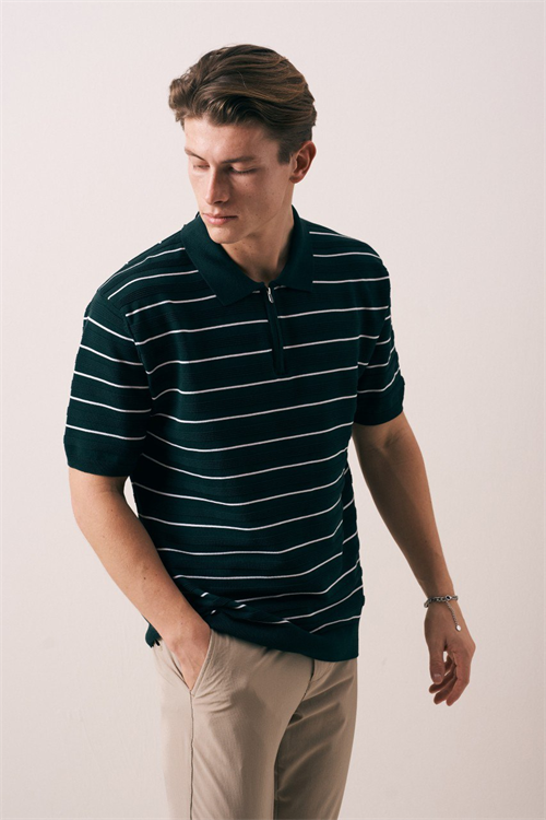 Wholesale Mens Petrol Knit Polo Shirt