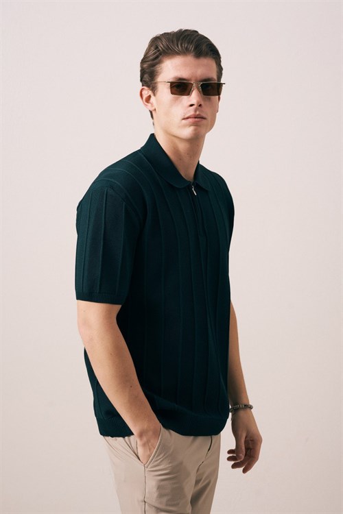 Wholesale Mens Petrol Knit Polo T-Shirt