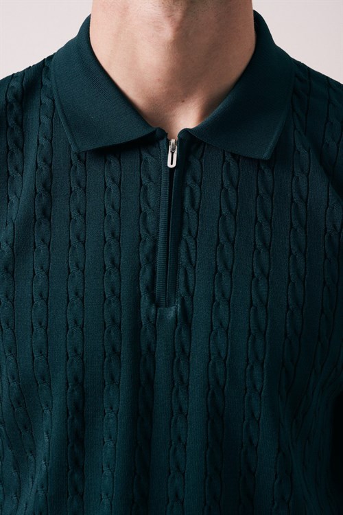 Wholesale Mens Petrol Knit Polo T-Shirt